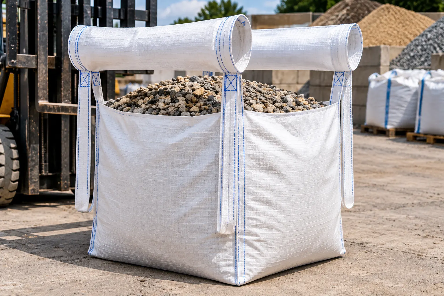 Gravel-Filled Bulk Bag in Aggregate Yard