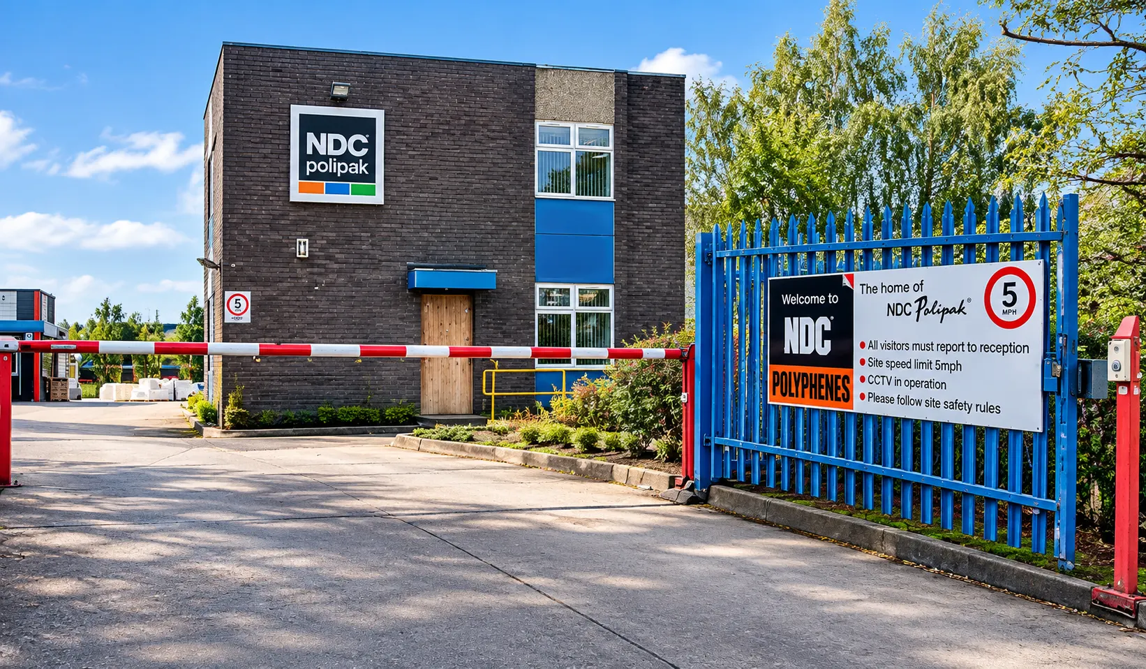 Industrial Facility Entrance with Security Gate