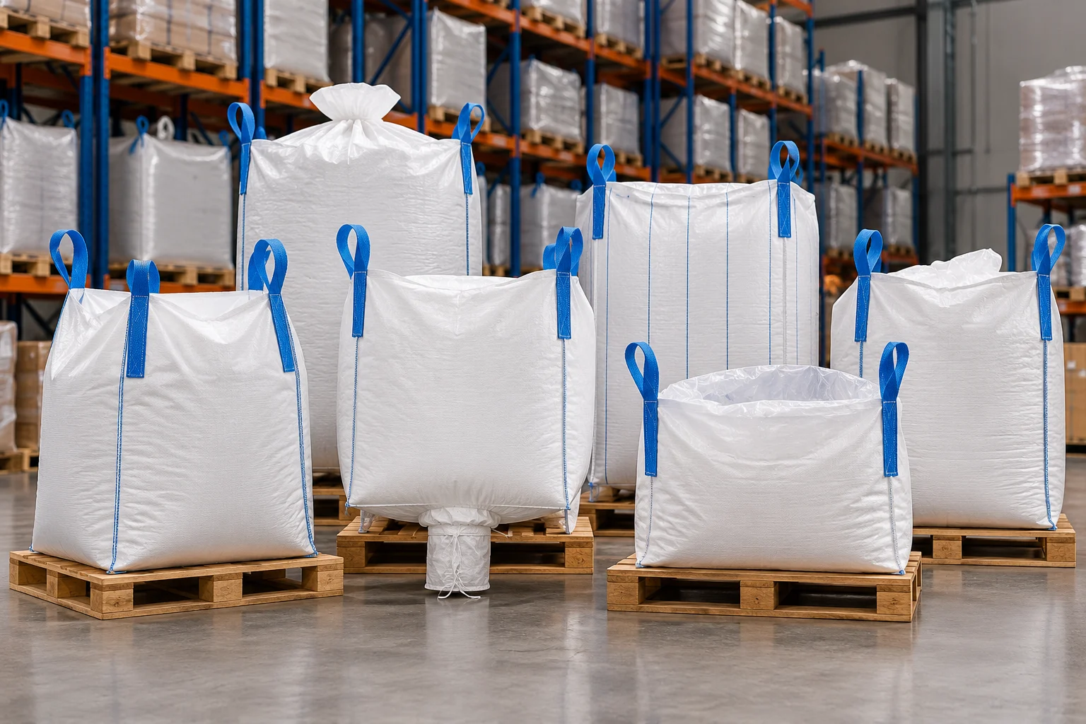 Industrial Warehouse Bulk Bags on Pallets