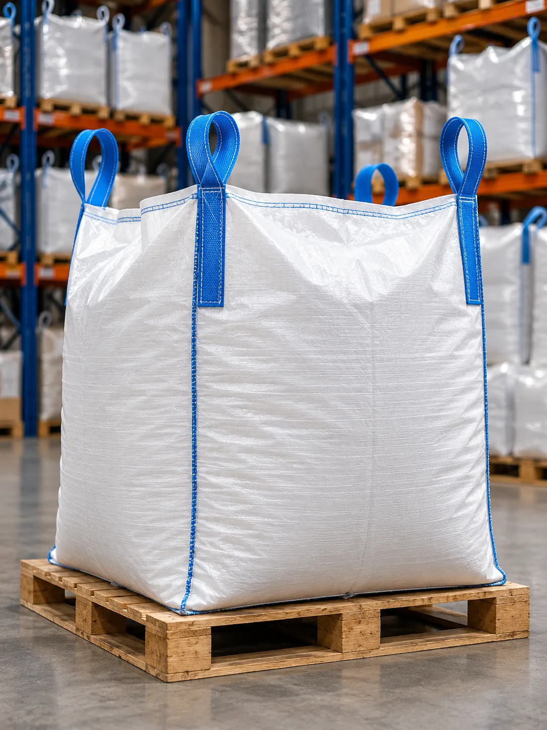 White Bulk Bag in Warehouse Racking